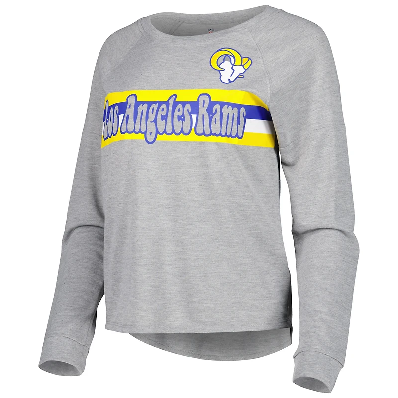 T-shirt à manches longues raglan gris chiné Los Angeles Rams pour junior