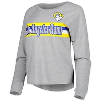 T-shirt à manches longues raglan gris chiné Los Angeles Rams pour junior