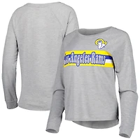 T-shirt à manches longues raglan gris chiné Los Angeles Rams pour junior