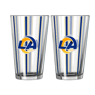 Logo Brands Los Angeles Rams Two-Piece 16oz. Striped Pint Glass Set
