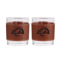 Lot de 2 verres à whisky Los Angeles Rams de 12 oz avec emballage en cuir