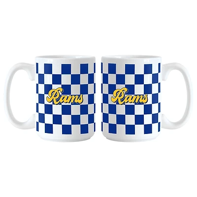 Lot de 2 tasses à logo à carreaux Los Angeles Rams de 15 oz