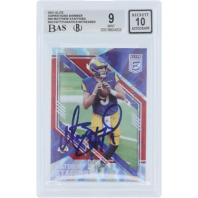 Matthew Stafford Los Angeles Rams Autographed 2021 Panini Donruss Elite Aspirations Shimmer #49 #/499 Beckett Fanatics Witnessed Authenticated /10 Card