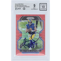 Matthew Stafford Los Angeles Rams Autographed 2021 Panini Prizm Red Wave Prizm #67 #/149 Beckett Fanatics Witnessed Authenticated 9/10 Card