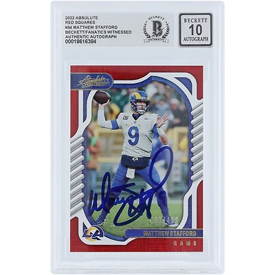 Matthew Stafford Los Angeles Rams Autographed 2022 Panini Absolute Red Squares #34 #/499 Beckett Fanatics Witnessed Authenticated 10 Card