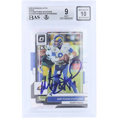 Matthew Stafford Los Angeles Rams Autographed 2022 Panini Donruss Optic Wave #115 #/300 Beckett Fanatics Witnessed Authenticated /10 Card