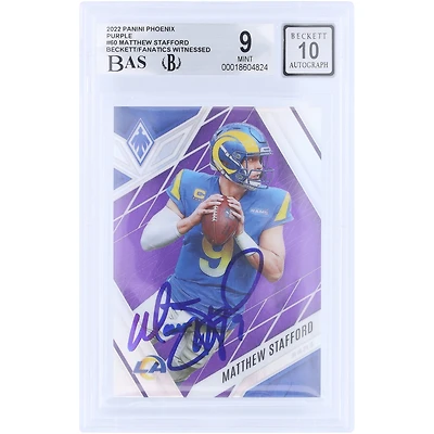 Matthew Stafford Los Angeles Rams Autographed 2022 Panini Phoenix Purple #60 #/125 Beckett Fanatics Witnessed Authenticated 9/10 Card