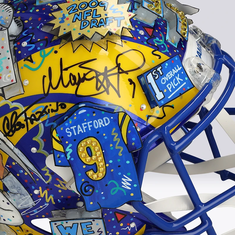 Matthew Stafford Los Angeles Rams Autographed Riddell Speed Authentic Helmet - Art by Charles Fazzino - WN55916370
