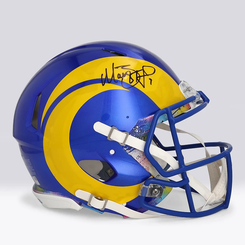 Matthew Stafford Los Angeles Rams Autographed Riddell Speed Authentic Helmet - Art by Shawn Voelker - NF70444431