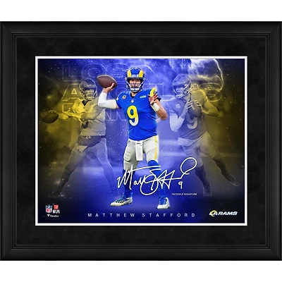 Collage de signatures en fac-similé de Matthew Stafford Los Angeles Rams, 16" x 20" encadré, étoiles du jeu