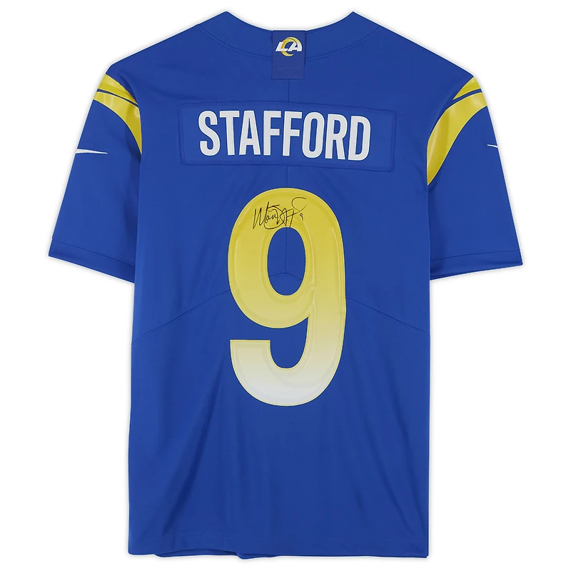 Maillot Nike dédicacé par Matthew Stafford Royal Los Angeles Rams