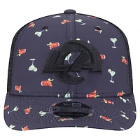 Casquette extensible à boutons-pression New Era bleu marine/noir Los Angeles Rams Adventure Drinks Pattern 9SEVENTY pour homme