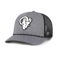 Casquette ajustable en corde de carbone des Los Angeles Rams '47 pour homme, couleur charbon chiné