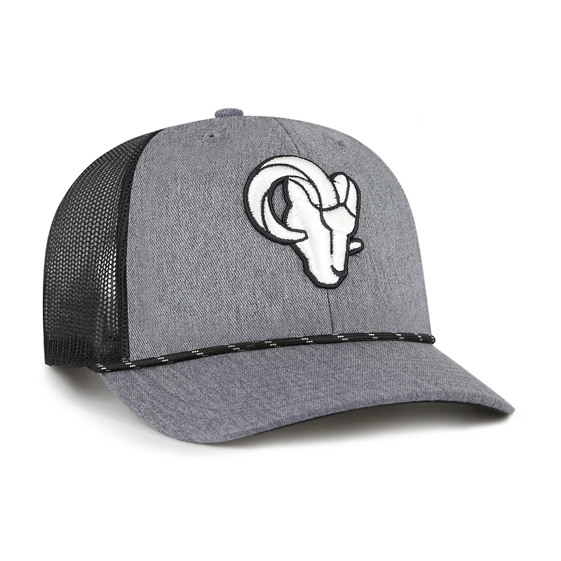 Casquette ajustable en corde de carbone des Los Angeles Rams '47 pour homme, couleur charbon chiné