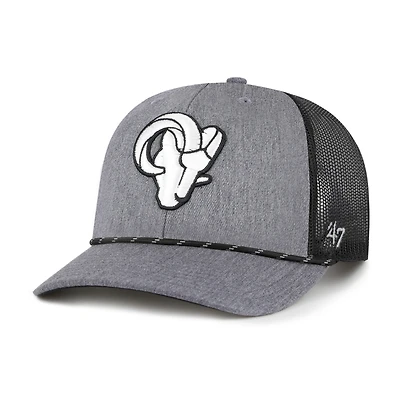Casquette ajustable en corde de carbone des Los Angeles Rams '47 pour homme, couleur charbon chiné