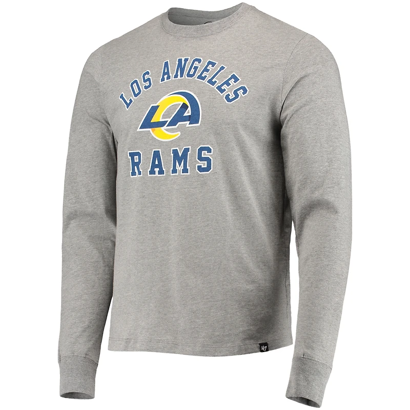 Men's '47 Heathered Gray Los Angeles Rams Arch Super Rival Long Sleeve T-Shirt