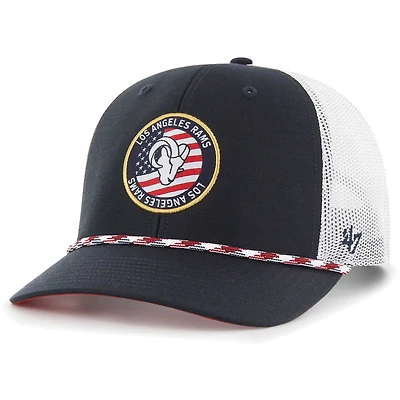 Men's '47  Navy/White Los Angeles Rams Union Patch Trucker Adjustable Hat