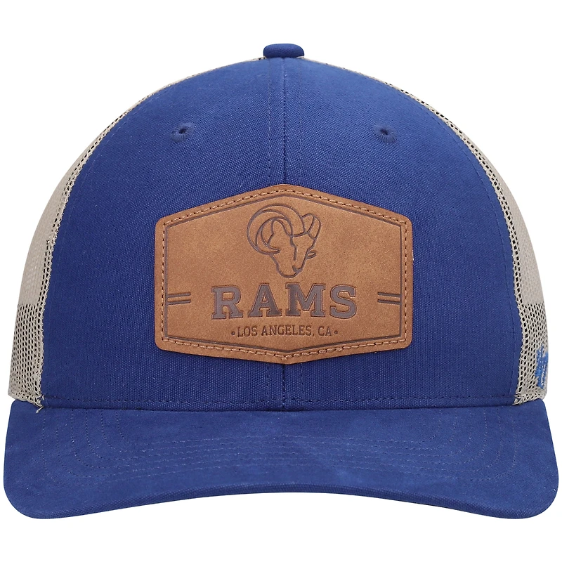 Men's '47 Royal/Natural Los Angeles Rams Rawhide Trucker Adjustable Hat
