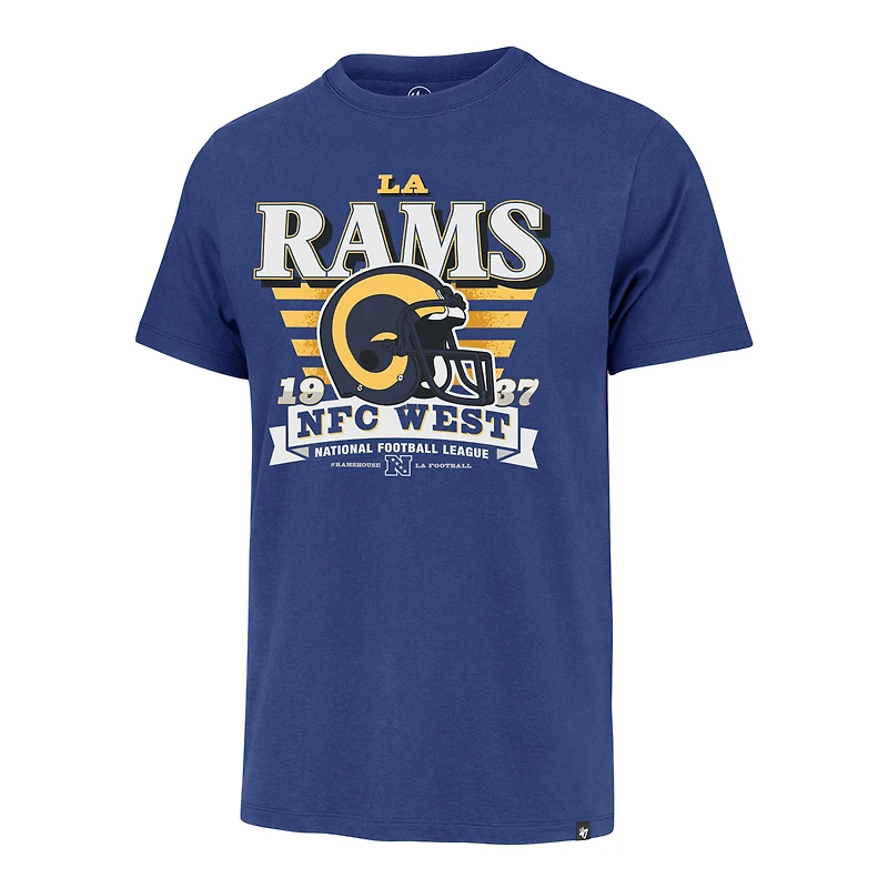 Men's '47 Royal Los Angeles Rams Stripe Splash Franklin Throwback T-Shirt