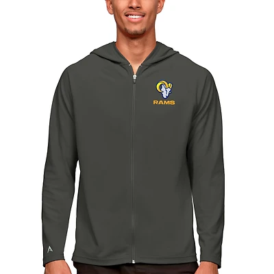 Men's Antigua Charcoal Los Angeles Rams Logo Legacy Full-Zip Hoodie