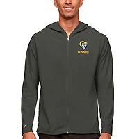 Men's Antigua Charcoal Los Angeles Rams Logo Legacy Full-Zip Hoodie