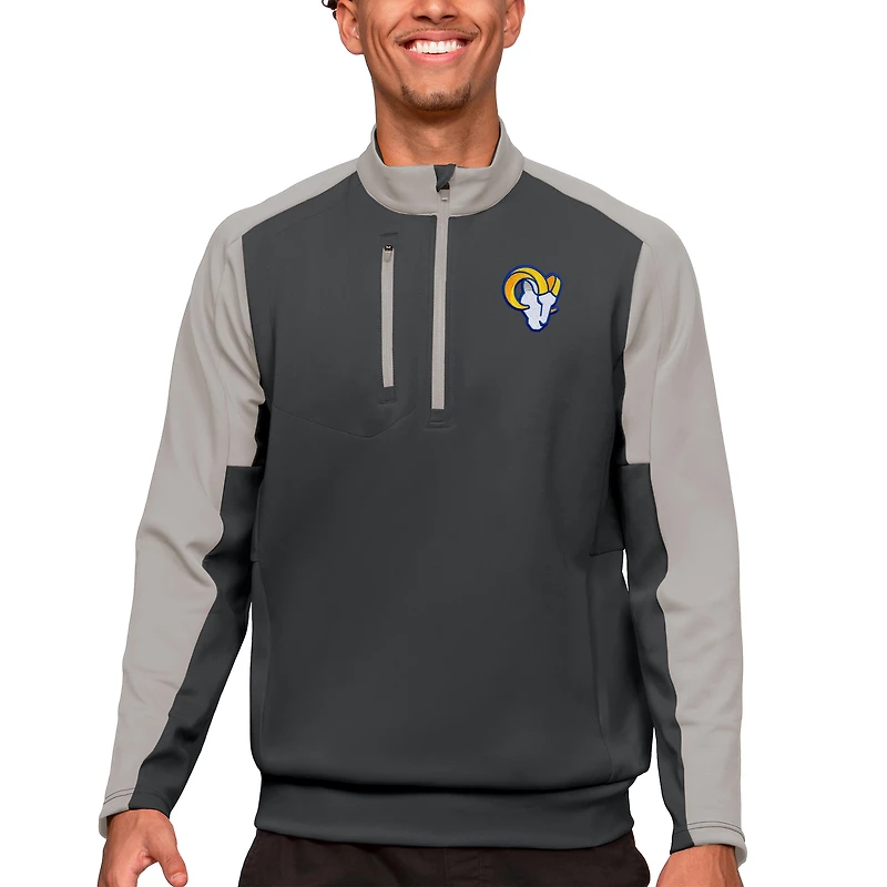 Pull zippé quart de tour Antigua Anthracite pour homme des Los Angeles Rams