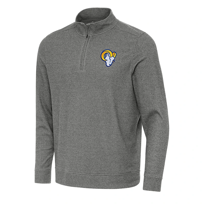 Haut à fermeture éclair discrète Antigua Heather Black pour homme des Los Angeles Rams