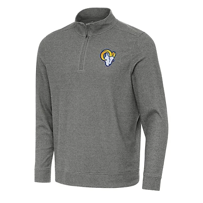 Haut à fermeture éclair discrète Antigua Heather Black pour homme des Los Angeles Rams