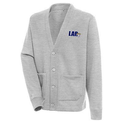 Cardigan boutonné Antigua gris chiné pour homme des Los Angeles Rams Victory