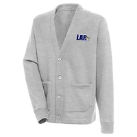 Cardigan boutonné Antigua gris chiné pour homme des Los Angeles Rams Victory