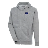 Sweat à capuche zippé intégral Antigua Heather Grey des Los Angeles Rams pour homme