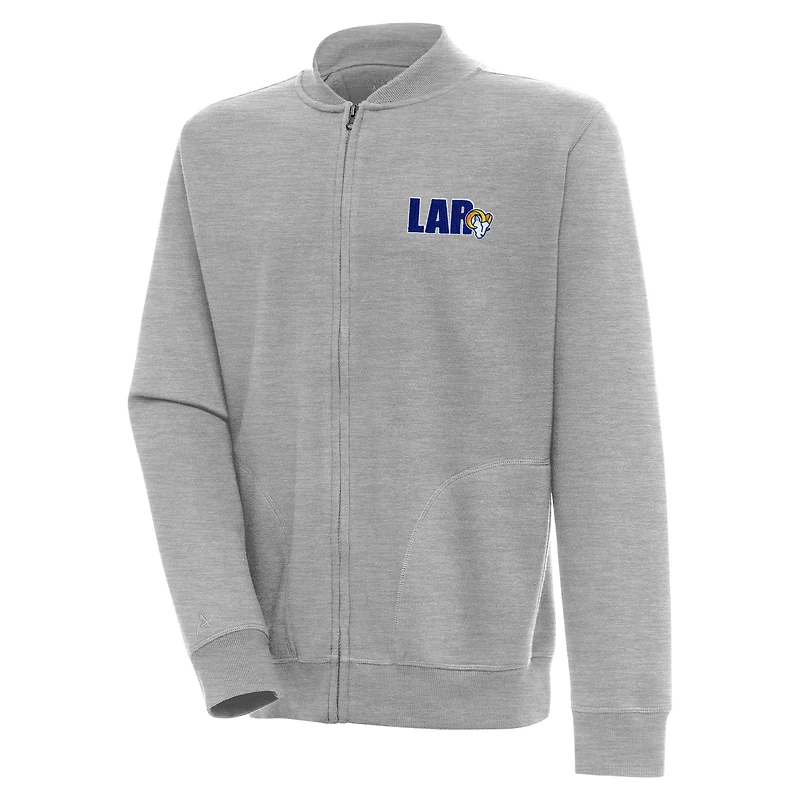 Men's Antigua  Heather Gray Los Angeles Rams Victory Full-Zip Jacket