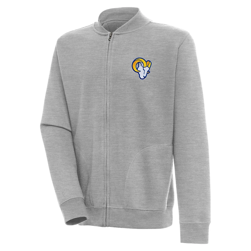 Men's Antigua  Heather Gray Los Angeles Rams Victory Full-Zip Jacket