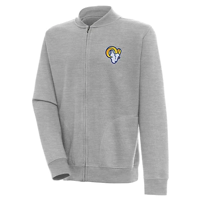 Men's Antigua  Heather Gray Los Angeles Rams Victory Full-Zip Jacket