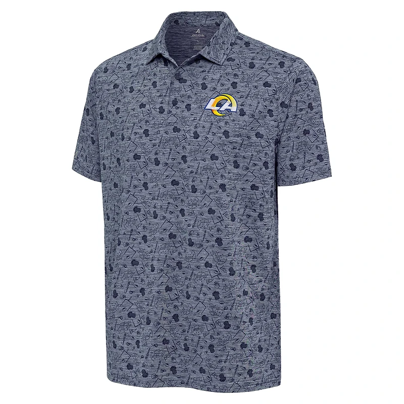 Men's Antigua Heather Navy Los Angeles Rams Relentless Polo