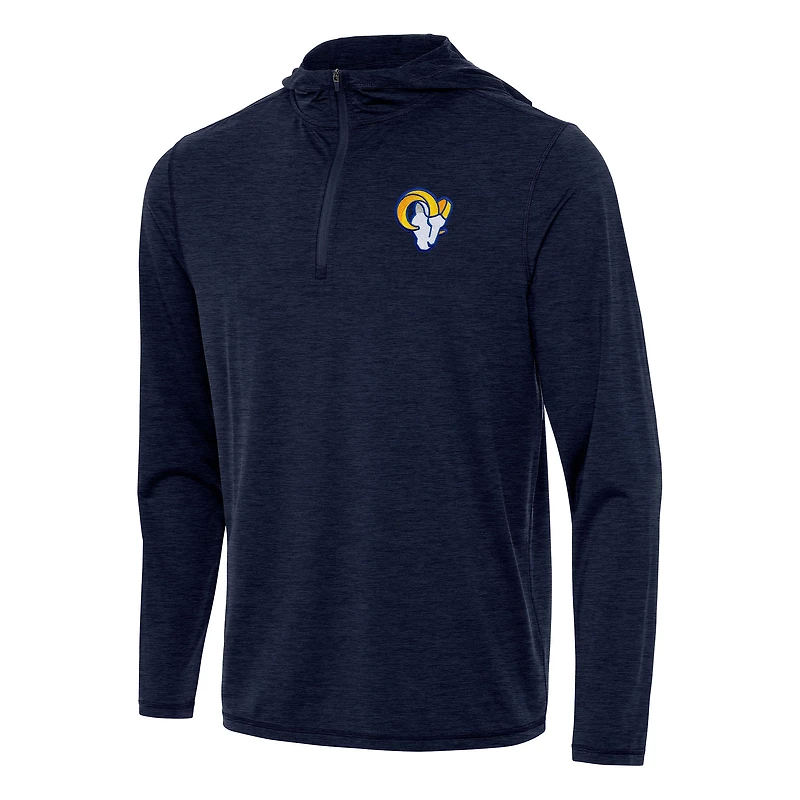 Sweat à capuche zippé quart de tour Antigua Heather Navy Los Angeles Rams pour homme