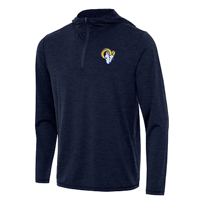 Sweat à capuche zippé quart de tour Antigua Heather Navy Los Angeles Rams pour homme