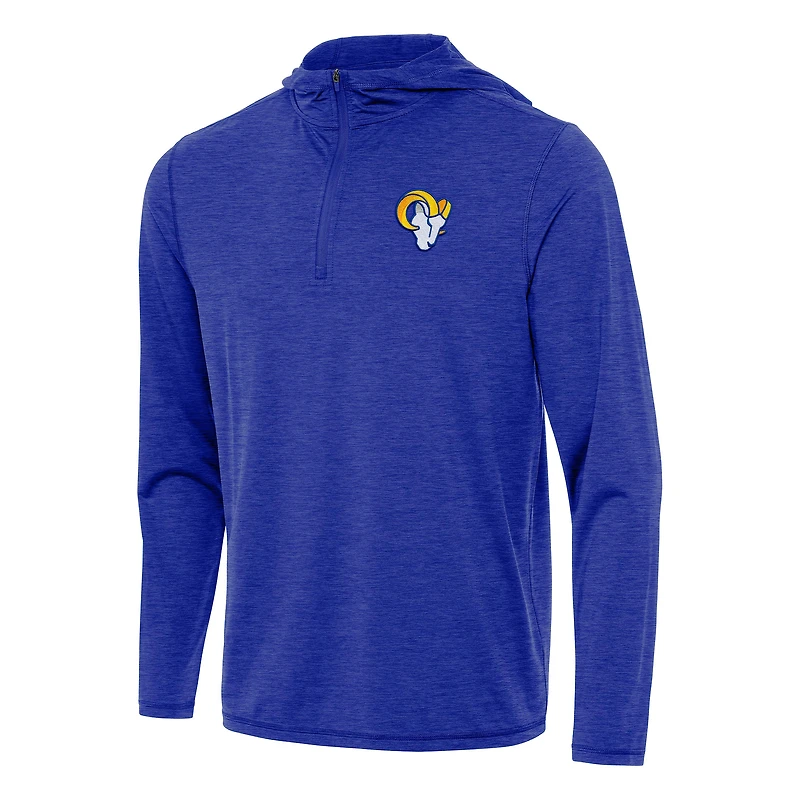 Men's Antigua Heather Royal Los Angeles Rams  Tidy Quarter-Zip Pullover Hoodie