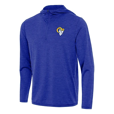 Men's Antigua Heather Royal Los Angeles Rams  Tidy Quarter-Zip Pullover Hoodie