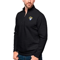 Men's Antigua Heathered Black Los Angeles Rams Gambit Quarter-Zip Pullover Top