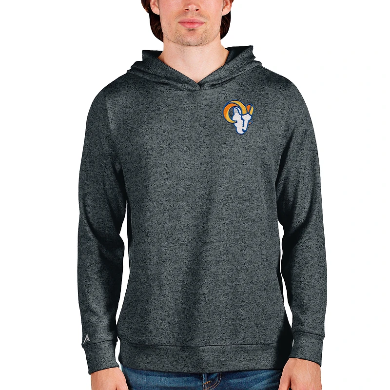 Men's Antigua Heathered Charcoal Los Angeles Rams Absolute Pullover Hoodie