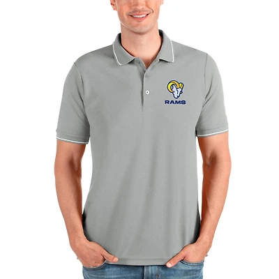 Men's Antigua Heathered Gray Los Angeles Rams Affluent Polo