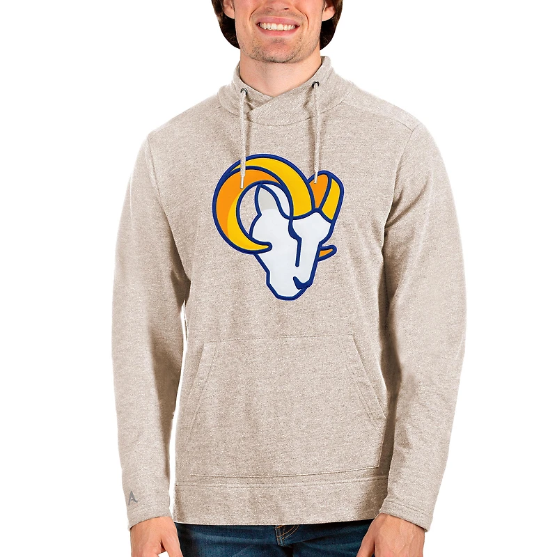 Sweat-shirt à encolure croisée pour homme Antigua Oatmeal Los Angeles Rams Team Reward