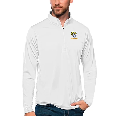 Men's Antigua White Los Angeles Rams Tribute Quarter-Zip Lightweight Pullover Top