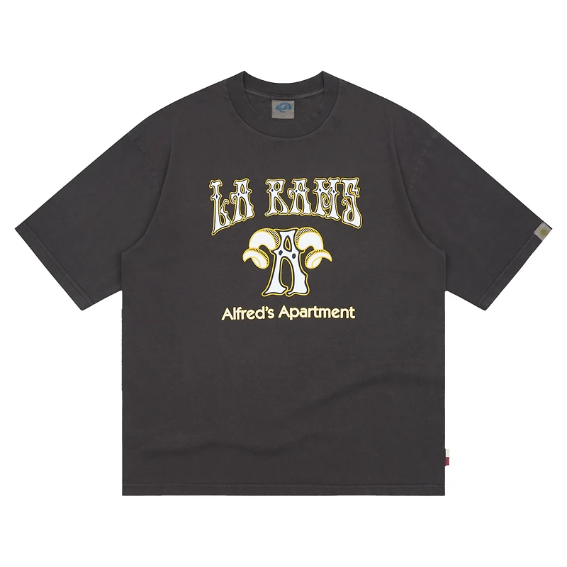 T-shirt noir pour homme Los Angeles Rams x Alfred's Apartment (effet délavé)