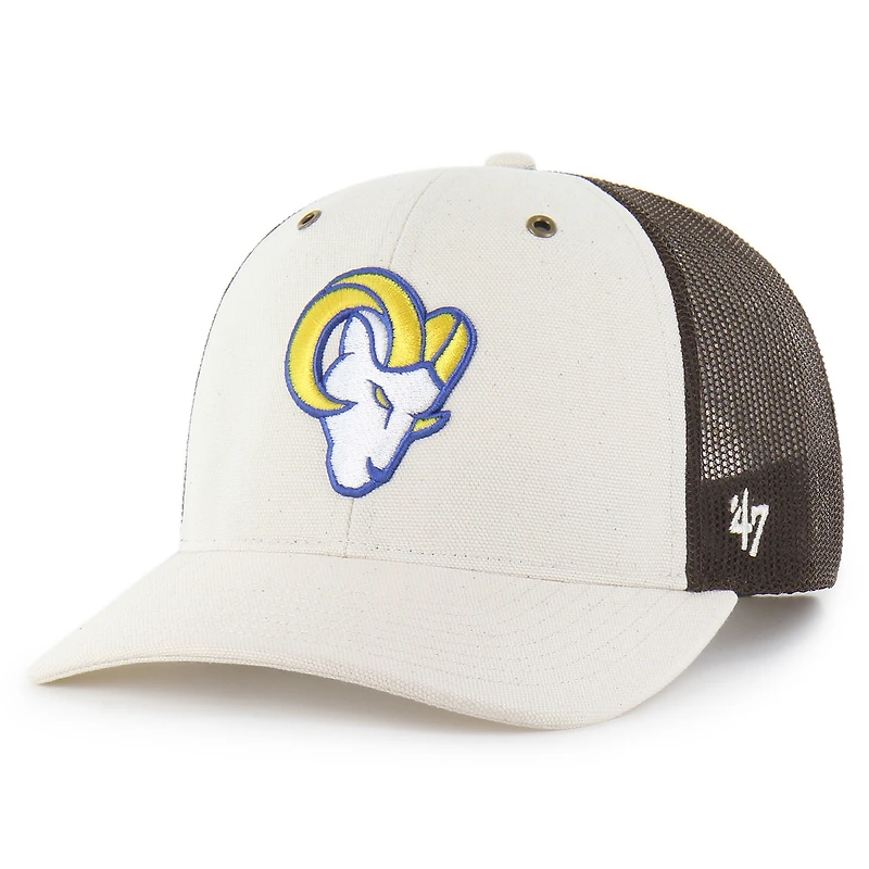 Men's Carhartt x '47 Natural/Brown Los Angeles Rams Undyed Trucker Adjustable Hat