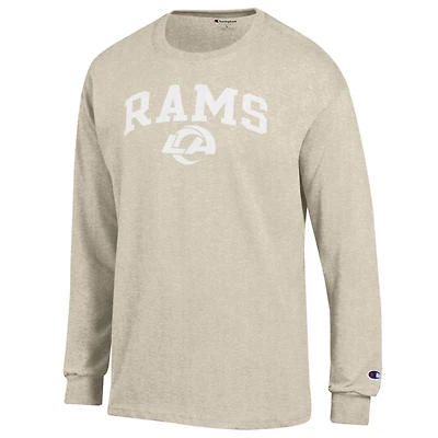 T-shirt à manches longues Champion Heather Oatmeal pour homme, Los Angeles Rams