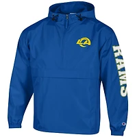 Men's Champion Royal Los Angeles Rams Packable Hooded Windbreaker Half-Zip Jacket