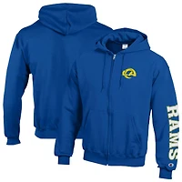 Men's Champion  Royal Los Angeles Rams Powerblend Fleece Full-Zip Hoodie