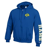 Men's Champion  Royal Los Angeles Rams Powerblend Fleece Full-Zip Hoodie